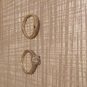 10k white gold diamond wedding ring set